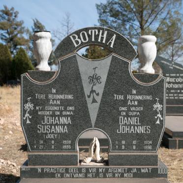 BOTHA Daniel Johannes 1934-1996 &amp; Johanna Susanna VICTOR 1938-1995