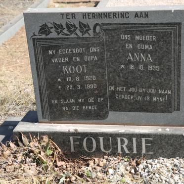 FOURIE Koot 1920-1990 &amp; Anna 1935-