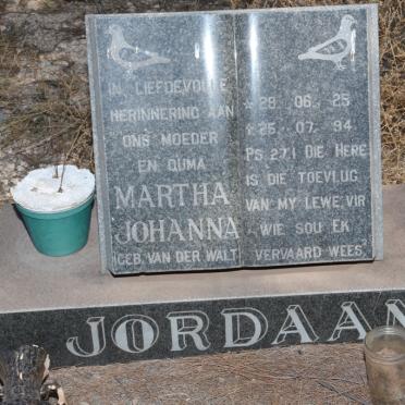 JORDAAN Martha Johanna nee VAN DER WALT 1925-1994