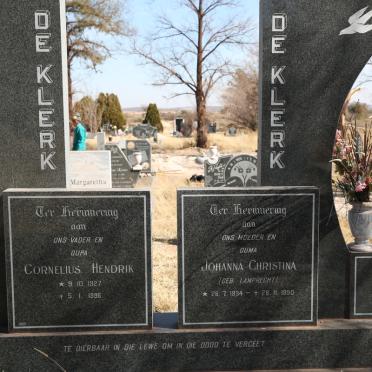 KLERK Cornelius Hendrik, de 1927-1996 &amp; Johanna Christina LAMPRECHT 1934-1990