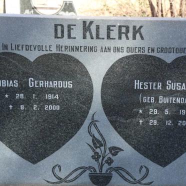 KLERK Tobias Gerhardus, de 1914-2000 &amp; Hester Susanna nee BUITENDAG 1914-2004