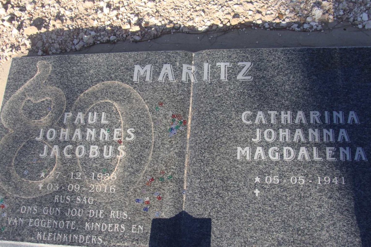 MARITZ Paul Johannes Jacobus 1936-2016 & Catharina Johanna Magdalena 1941-