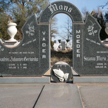 MANS Andries Johannes Gerhardus 1903-1986 &amp; Susanna Maria Magdalena 1915-1997