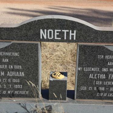 NOETH Willem Adriaan 1903-1993 &amp; Aletha Fredrika LIEBENBERG 1918-1981