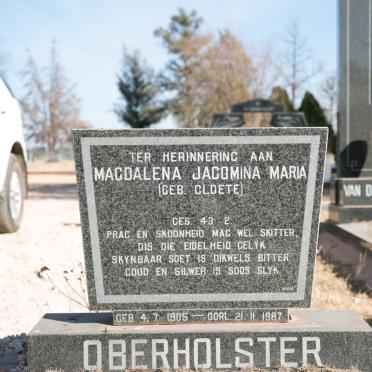 OBERHOLSTER Magdalena Jacomina Maria nee CLOETE 1905-1987