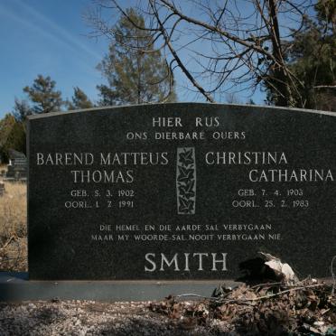 SMITH Barend Matteus Thomas 1902-1991 &amp; Christina Catharina 1903-1983