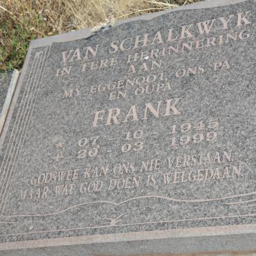 SCHALKWYK Frank, van 1945-1999