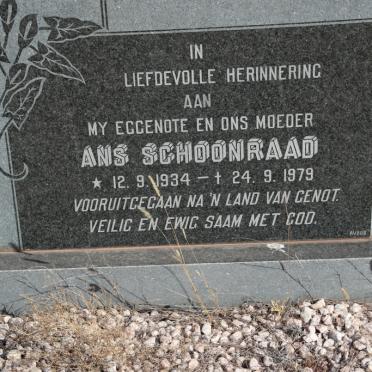 SCHOONRAAD H.N. 1931-2002 &amp; Ans 1934-1979