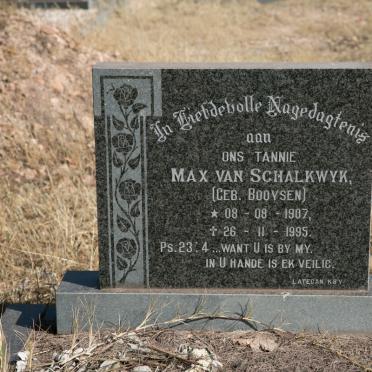 SCHALKWYK Max, van nee BOOYSEN 1907-1995