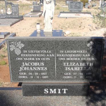 SMIT Jacobus Johannes 1927-1997 &amp; Elizabeth Isabella 1938-2014