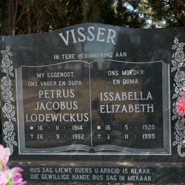 VISSER Petrus Jacobus Lodewickus 1914-1992 &amp; Issabella Elizabeth 1920-1999