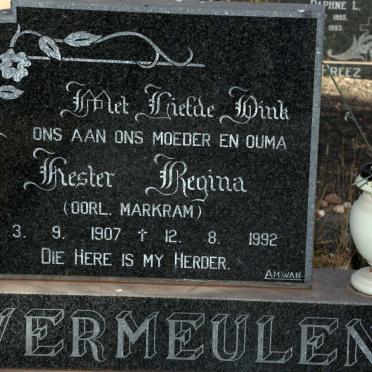 VERMEULEN Hester Regina nee  MARKRAM 1907-1992