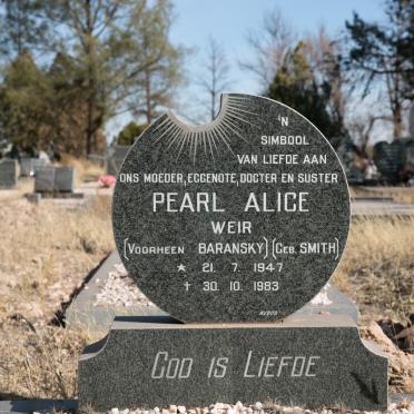 WEIR Pearl Alice voorheen BARANSKY nee SMITH 1947-1983