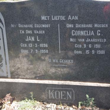 KOEN Jan L. 1896-1958 &amp; Cornelia G. VAN JAARSVELD 1911-1981