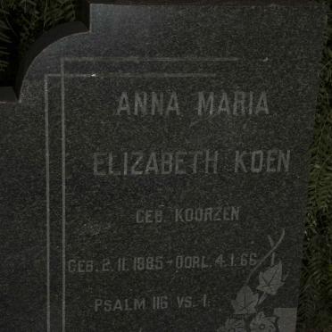 KOEN Anna Maria Elizabeth nee KOORZEN 1885-1966