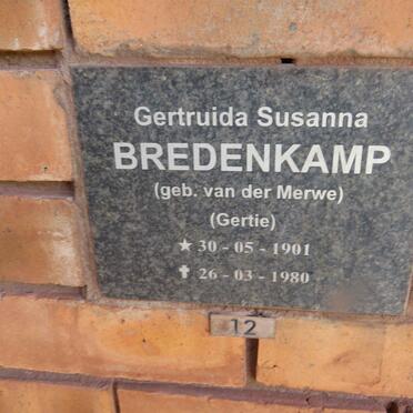 BREDENKAMP Gertruida Susanna nee VAN DER MERWE 1901-1980