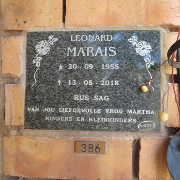MARAIS Leonard 1955-2018
