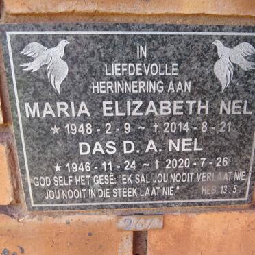 NEL D.A. 1946-2020 & Maria Elizabeth 1948-2014
