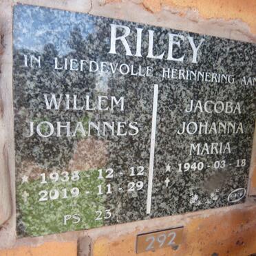 RILEY Willem Johannes 1938-2019 & Jacoba Johanna Maria 1940-