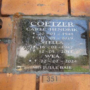 COETZER Carel Hendrik 1948-2019 & Stella 1947-2014 :: COETZER Wea 2024-2024