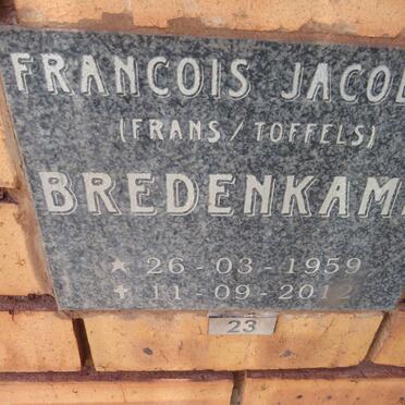 BREDENKAMP Francois Jacobus 1959-2012