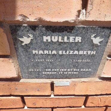 MULLER Maria Elizabeth 1933-2022