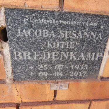 BREDENKAMP Jacoba Susanna 1935-2017