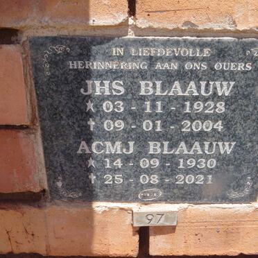 BLAAUW J.H.S. 1928-2004 & A.C.M.J. 1930-2021