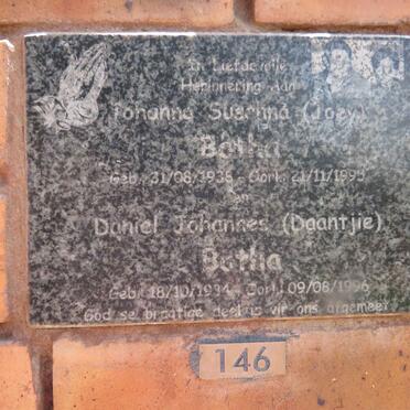 BOTHA Daniel Johannes 1934-1996 & Johanna Susanna 1938-1995