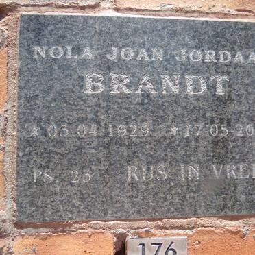 BRANDT Nola Joan nee JORDAAN 1929-2013