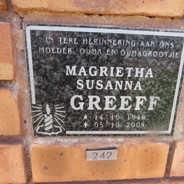GREEFF Magrietha Susanna 1948-2008