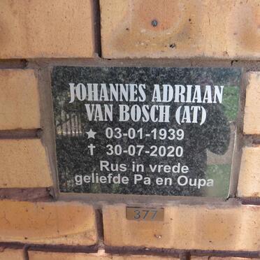 BOSCH Johannes Adriaan, van 1939-2020