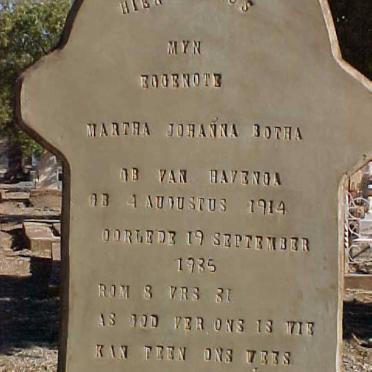 BOTHA Maria Johanna neé HAVENGA 1914-1935