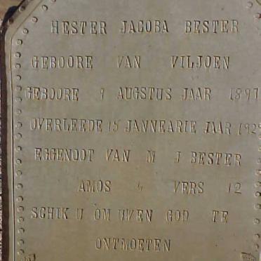 BESTER Hester Jacoba  nee VILJOEN 1897-1929