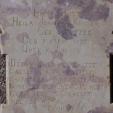 KRUGER Heila Johanna neé COETZEE 1873-1917