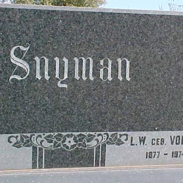 SNYMAN L.J. 1862-1927 &amp; L.W. VORSTER 1877-1974