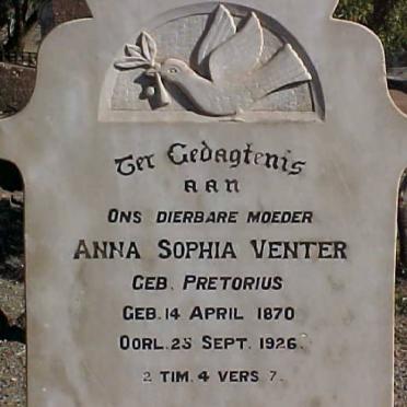 VENTER Anna Sophia nee PRETORIUS 1870-1926