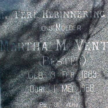 VENTER Martha M. nee BESTER 1889-1968