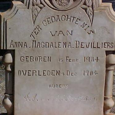 VILLIERS Anna Magdalena, de 1904-1904