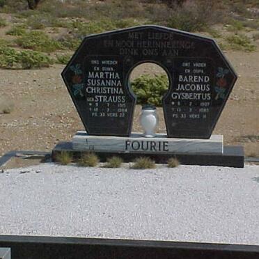 FOURIE Barend Jacobus Gysbertus 1907-1985 &amp; Martha Susanna Christina STRAUSS 1915-1984