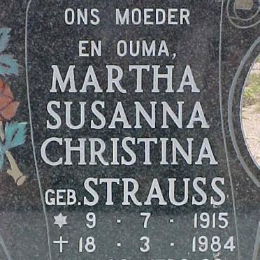 FOURIE  Martha Susanna Christina nee STRAUSS 1915-1984
