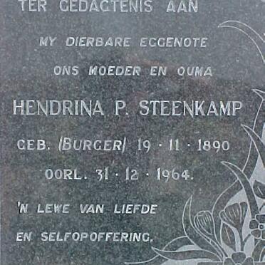 STEENKAMP Hendrina P. nee BURGER 1890-1964