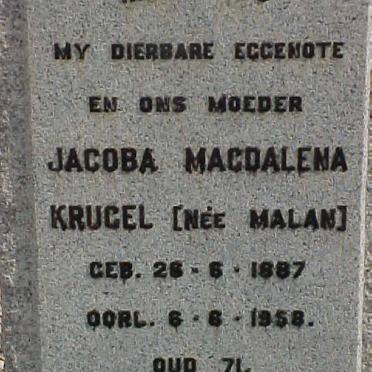 KRUGEL Jacoba Magdalena nee MALAN 1887-1958