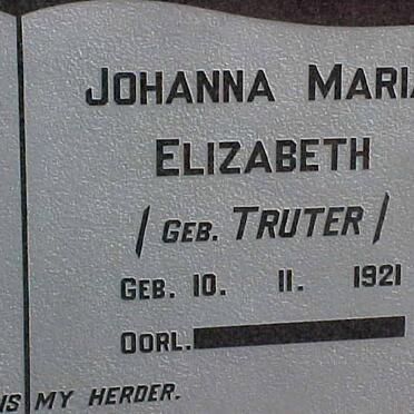 KOTZE Johanna Maria Elizabeth nee TRUTER 1921-
