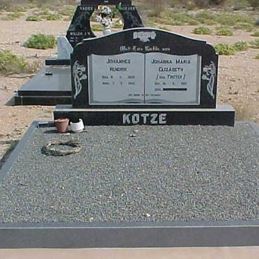 KOTZE Johannes Hendrik 1920-1982 &amp; Johanna Maria Elizabeth TRUTER 1921-