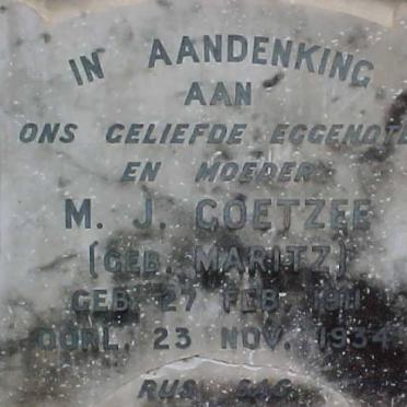 COETZEE M.J. nee MARITZ 1911-1934