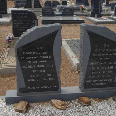BESTER Jacobus Marthinus 1912-1965 &amp; Emmerensia Jacoba KRIEL 1915-1979