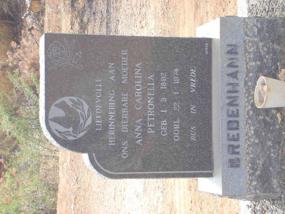 BREDENHANN Anna Carolina Petronella 1892-1974