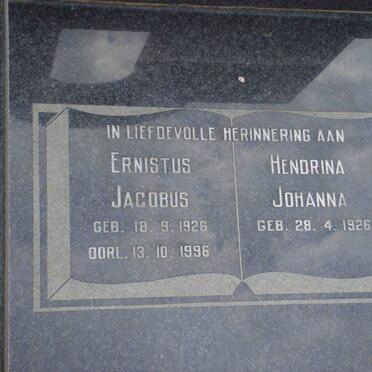 BUYS Ernistus Jacobus 1926-1996 &amp; Hendrina Johanna 1926-