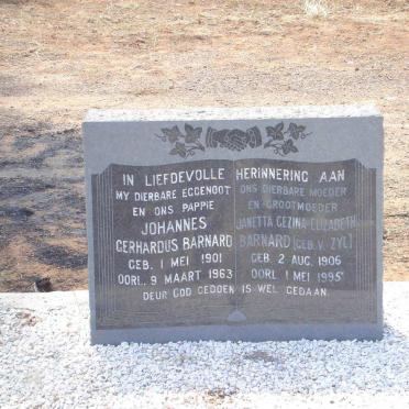 BARNARD Johannes Gerhardus 1901-1963 &amp; Janetta Gezina Elizabeth VAN ZYL 1906-1995